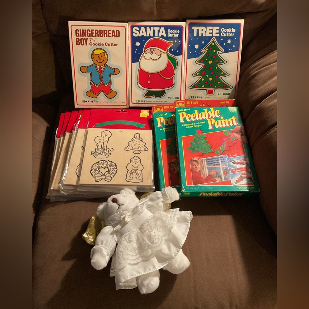 Cookie cutters, peelable paint & wood decorations for Christmas🎄holiday+angel